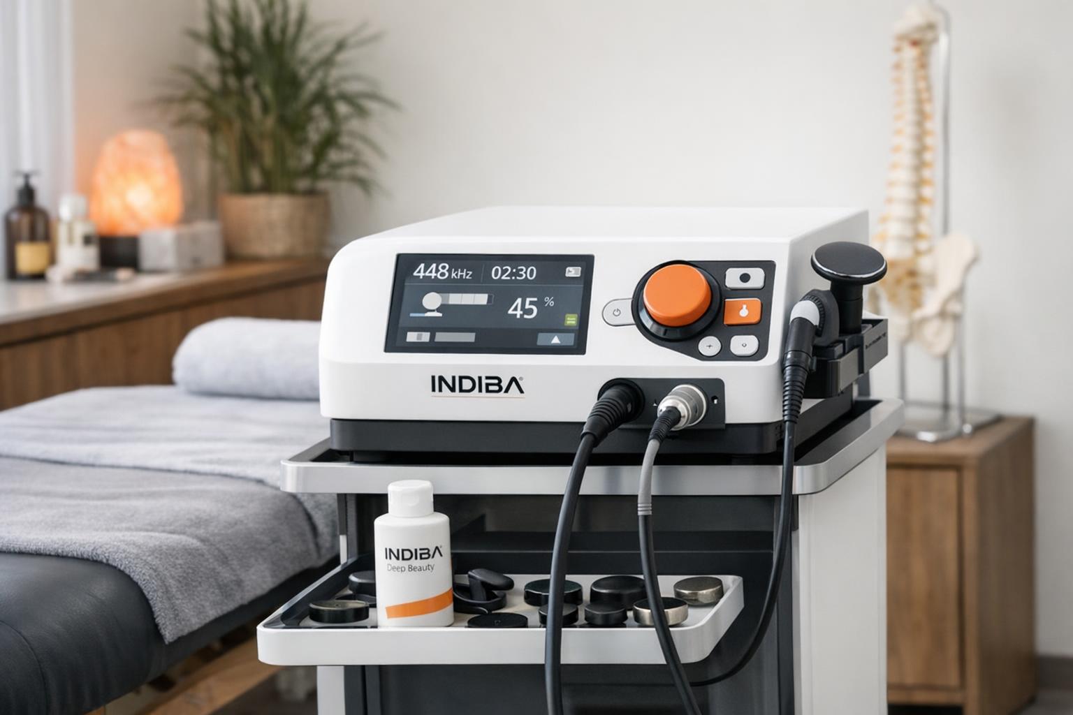Fotografia zabiegowego aparatu Indiba w gabinecie terapeutycznym